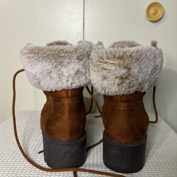 White Mountain Brown Faux Fur Lined Lace-Up Boots - Picture 3 of 6